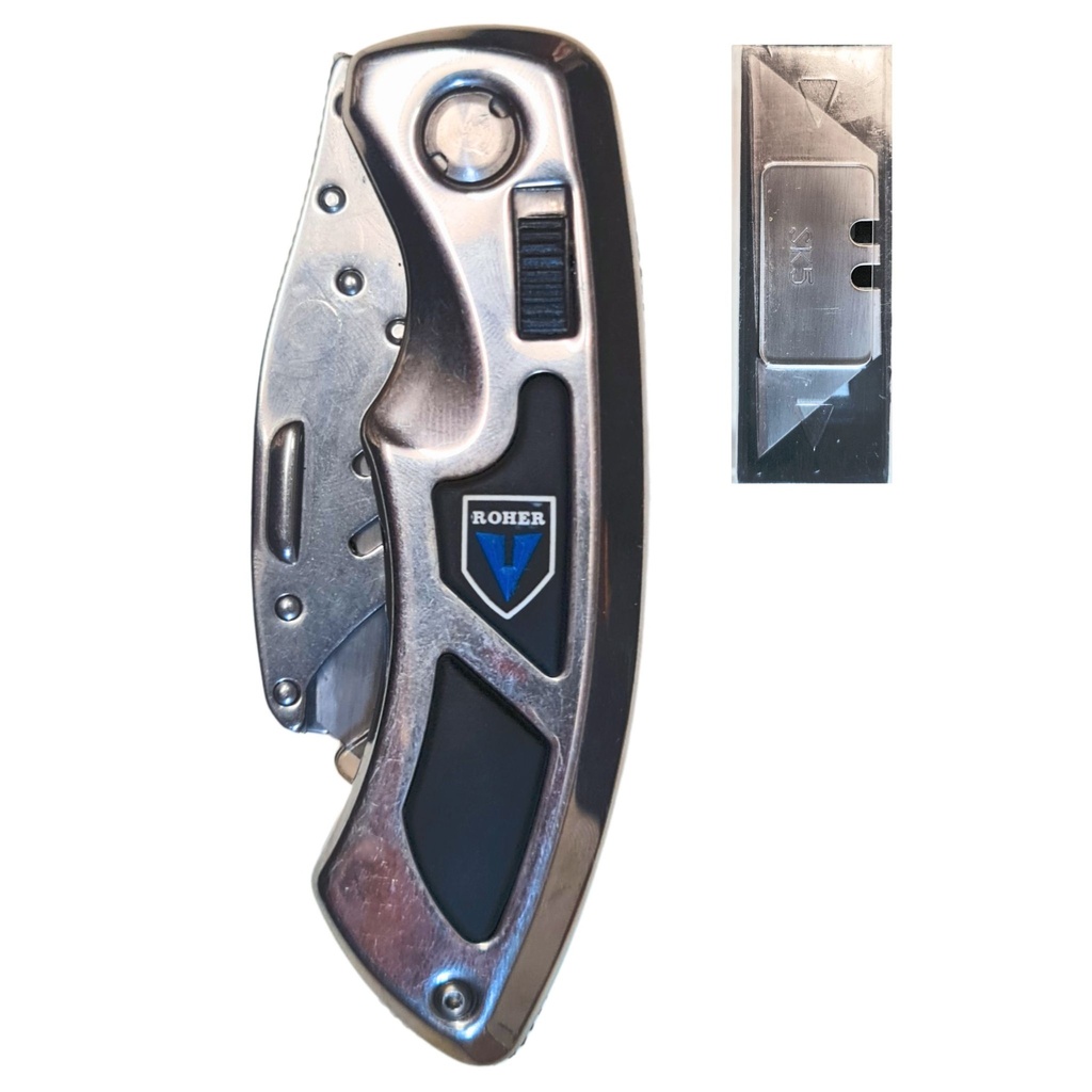 [1414] Folding cutting knife with security + 5 blades (operational)