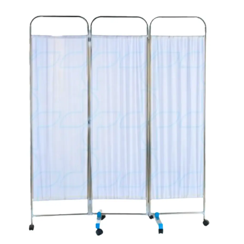 Three-stage partition on wheels for a nurse's room