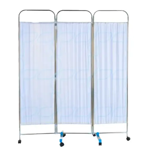 Three-stage partition on wheels for a nurse's room